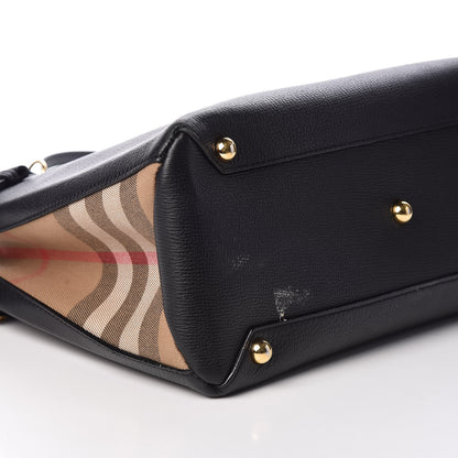 Burberry Grainy Calfskin House Check Medium Banner Tote Black 7 of 9