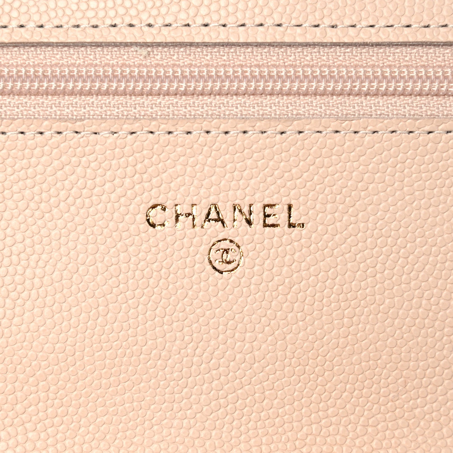 Caviar Quilted Coco Candy Wallet On Chain WOC Beige