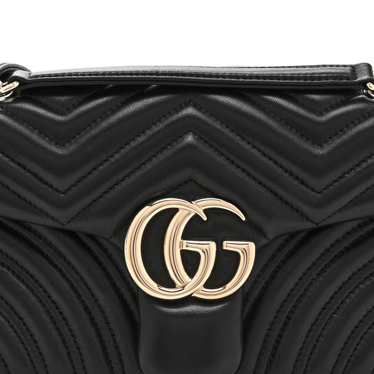 Gucci Lambskin Matelasse Medium GG Marmont Shoulder Bag Black 9 of 11