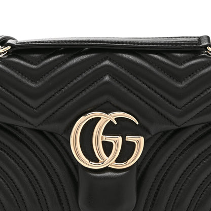 Gucci Lambskin Matelasse Medium GG Marmont Shoulder Bag Black 9 of 11