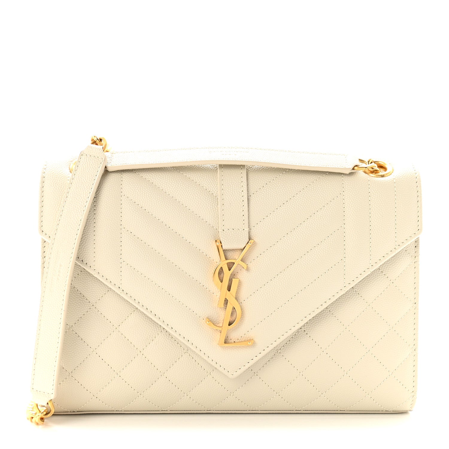 Saint Laurent Grain De Poudre Textured Mixed Matelasse Medium Triquilt Monogram Satchel Crema Soft 1 of 9
