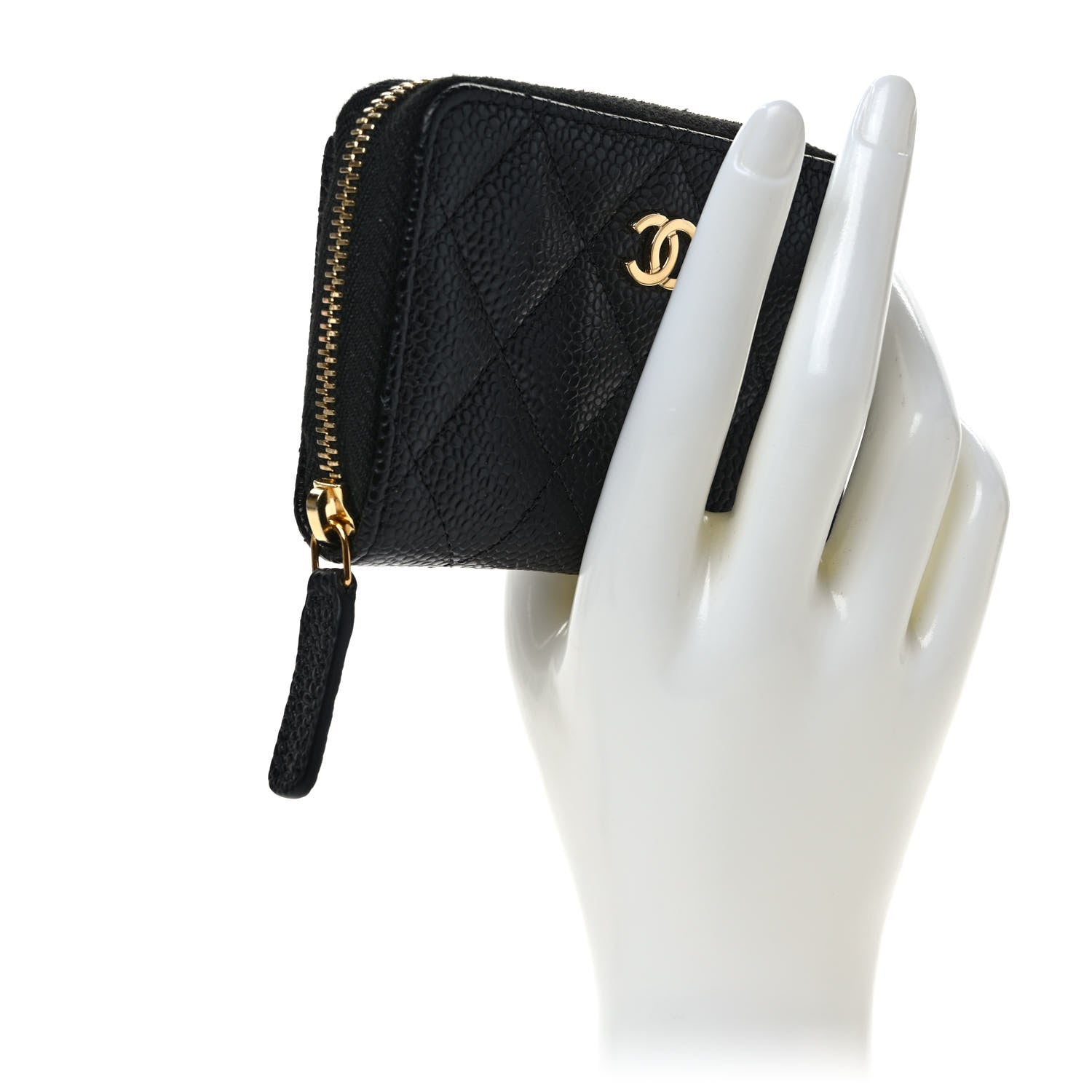 Chanel Caviar Quilted Zip Coin Purse Black 2 of 7