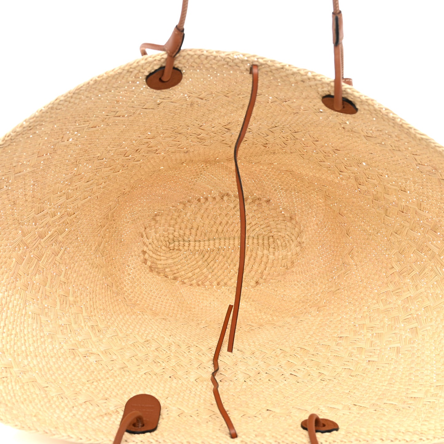 Calfskin Raffia Paulas Ibiza Large Anagram Basket Tote Bag Natural Tan