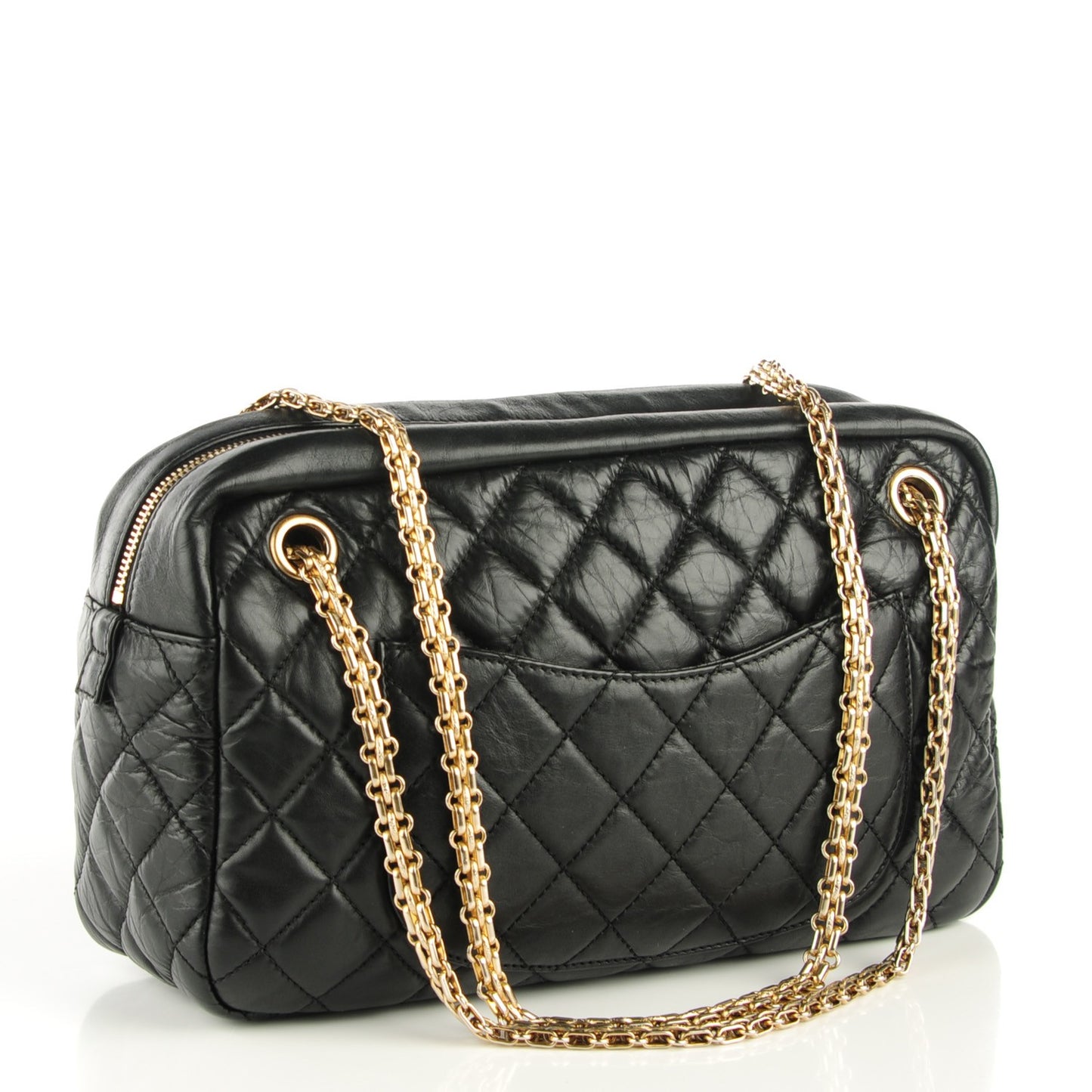 Aged Calfskin Quilted Medium Reissue Camera Case Black