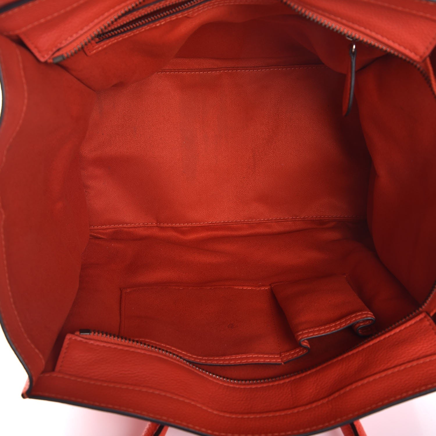 Celine Drummed Calfskin Mini Luggage Vermillion 5 of 12