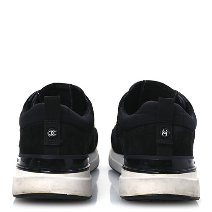 Chanel Calfskin Mesh Lycra Suede Womens Logo Sneakers 40 Black 6 of 13