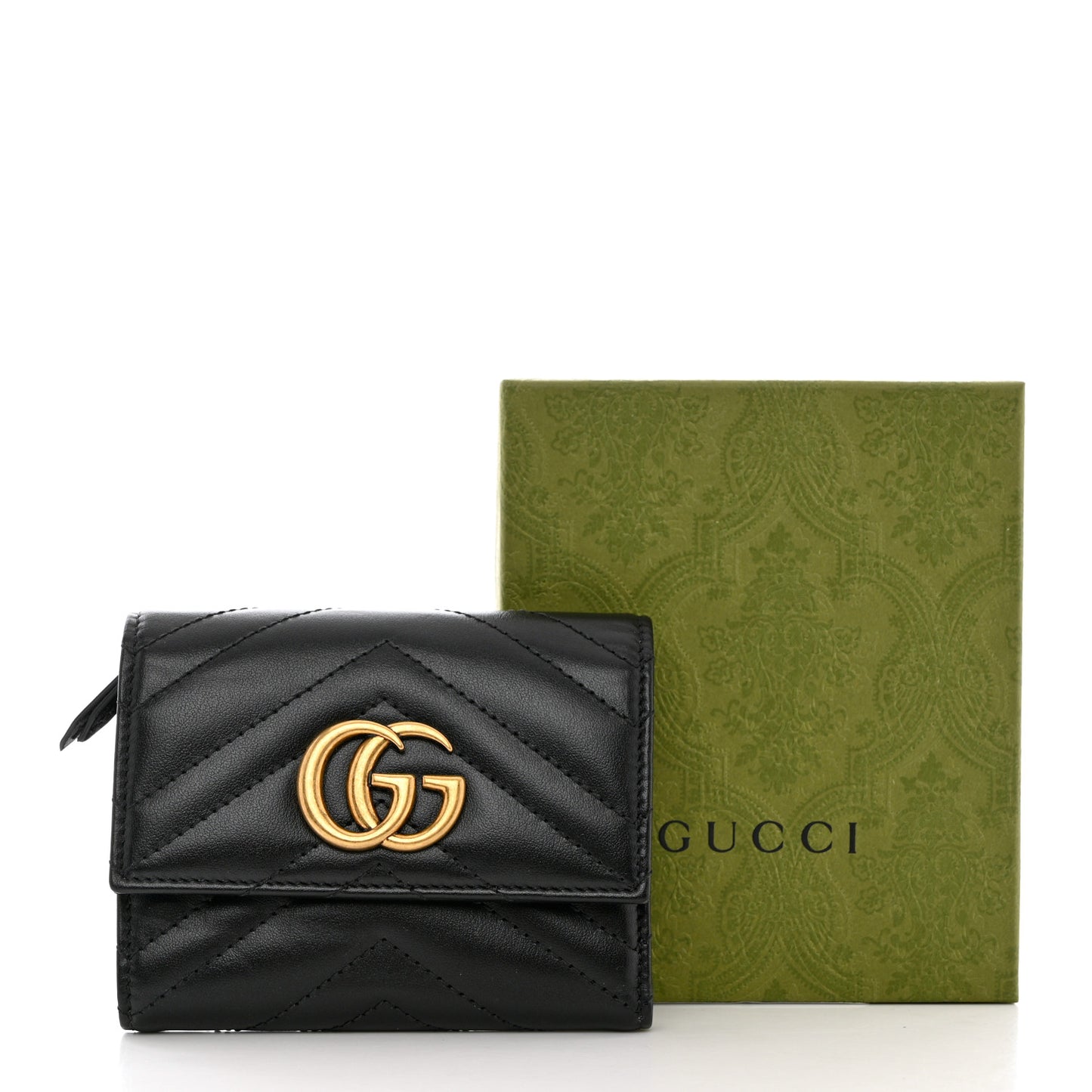 Calfskin Matelasse GG Marmont Wallet Black