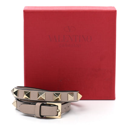 Valentino Garavani Vitello Rockstud Double Wrap Bracelet Poudre 5 of 5