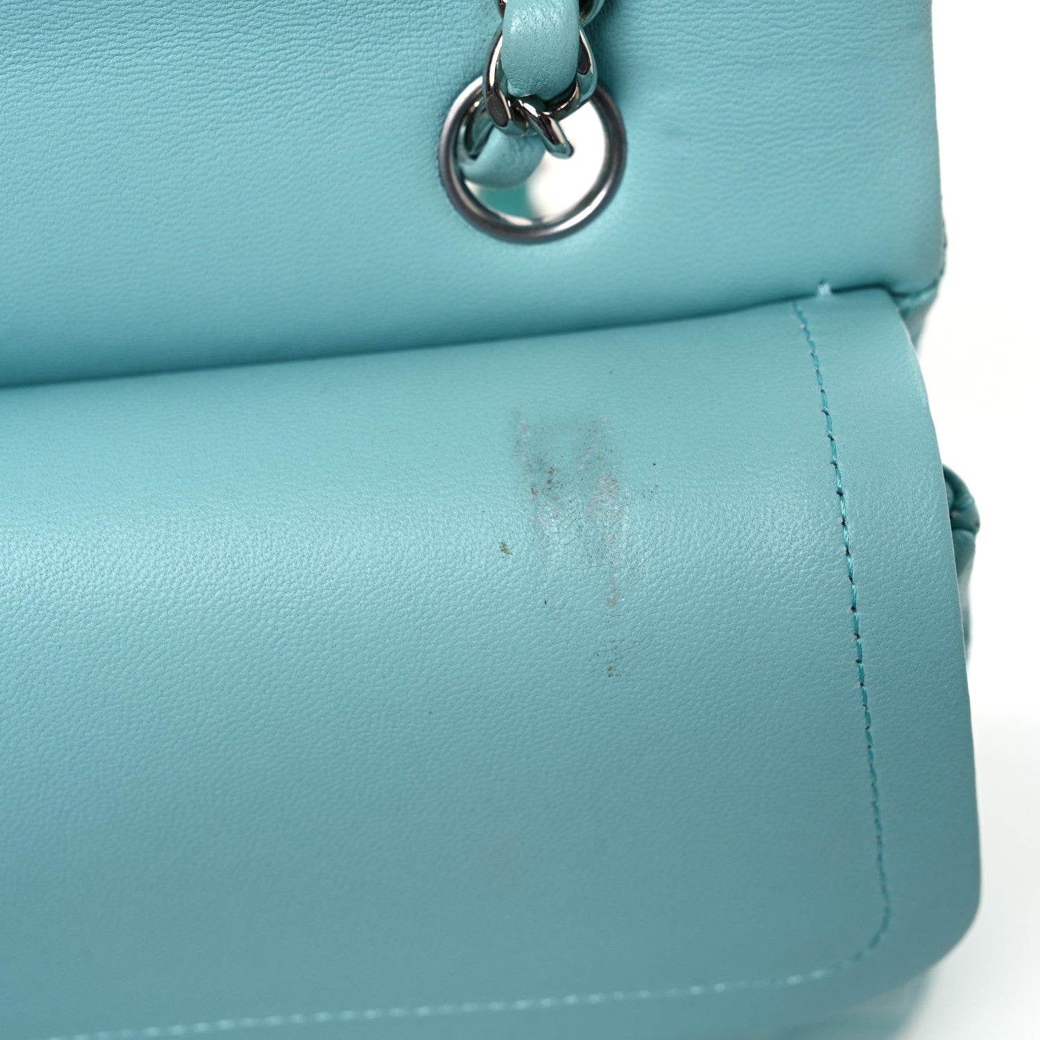Chanel Lambskin Quilted Medium Double Flap Light Blue 12 of 12