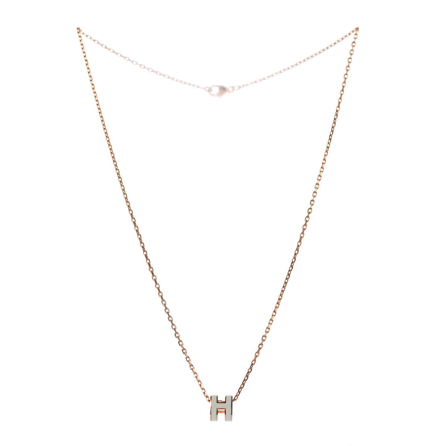 Lacquered Gold Mini Pop H Pendant Necklace White