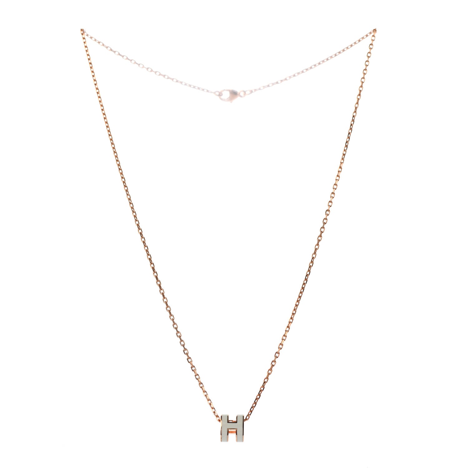 Hermes Lacquered Gold Mini Pop H Pendant Necklace White 3 of 5