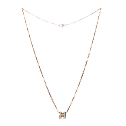 Hermes Lacquered Gold Mini Pop H Pendant Necklace White 3 of 5
