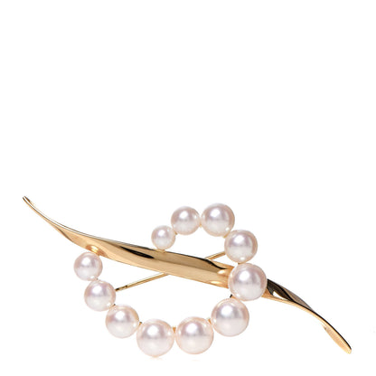 Mikimoto 18K Yellow Gold Akoya Pearl Brooch 2 of 8