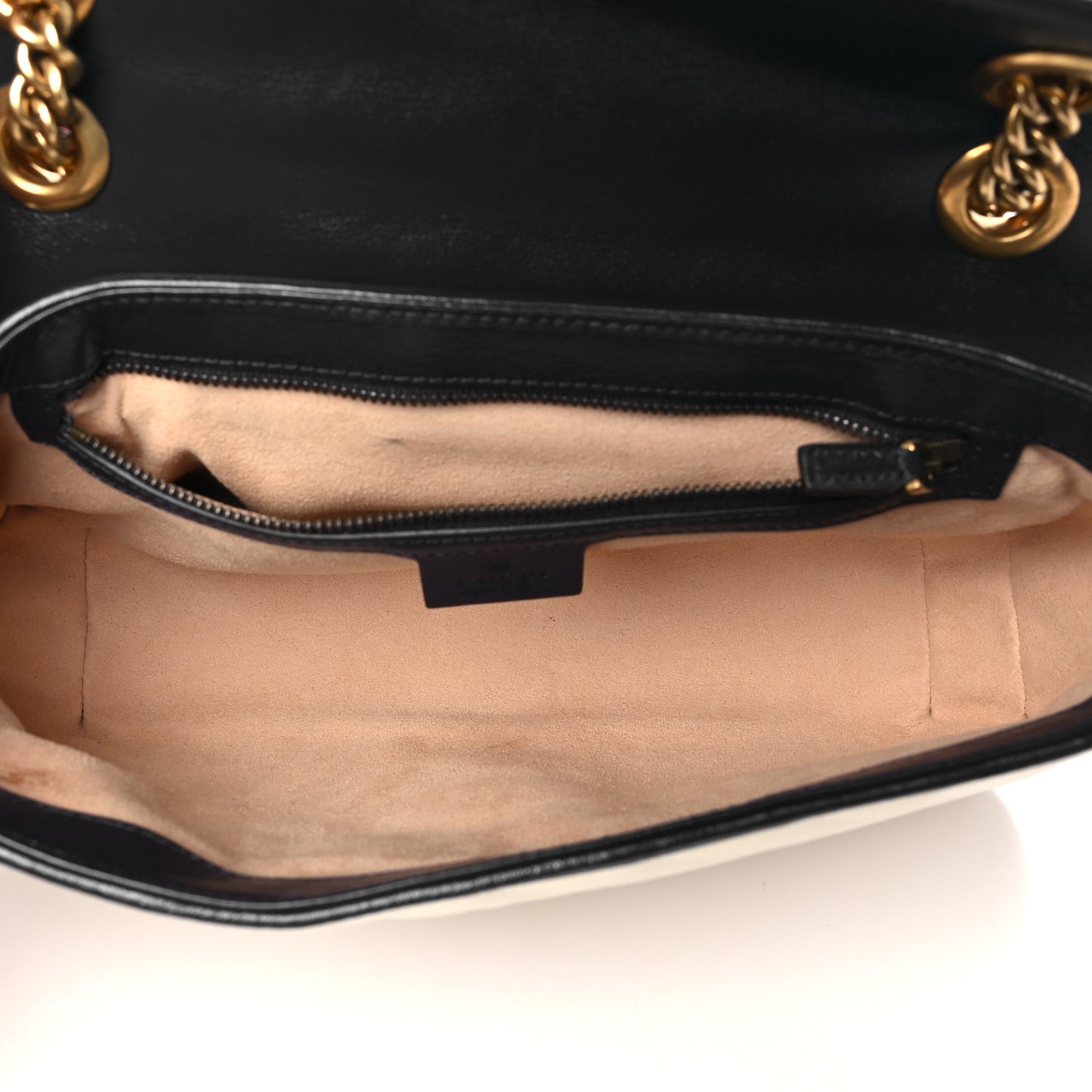 Vintage Effect Calfskin Matelasse Diagonal Small Torchon GG Marmont Shoulder Bag Mystic White Blue Agata