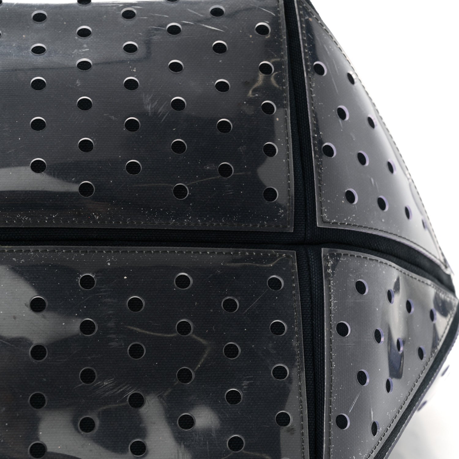 Chanel Canvas Vinyl Perforated CC Tote White Black Dark Navy 23 of 24