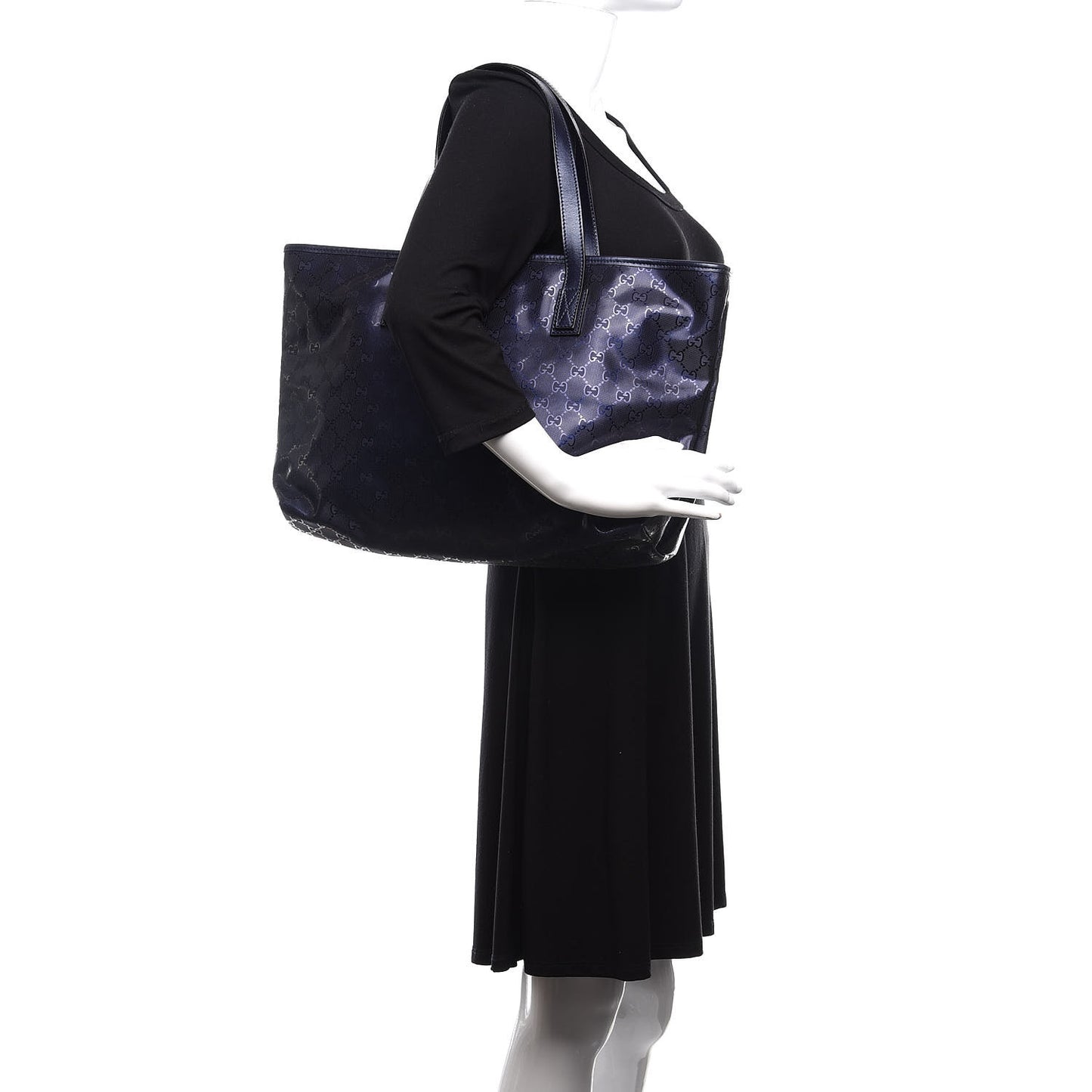 Imprime Monogram Medium Zippered Shopping Tote Navy