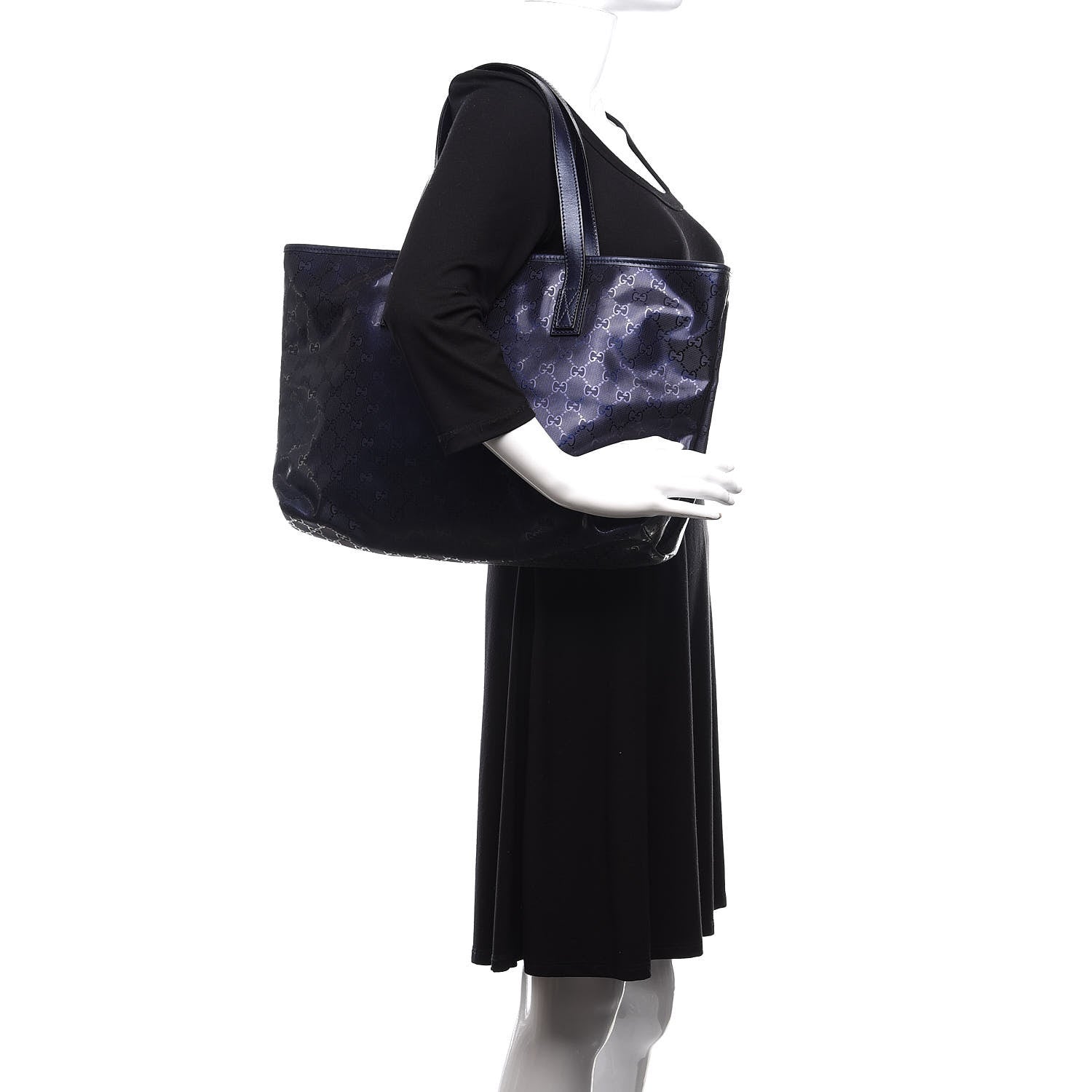 Gucci Imprime Monogram Medium Zippered Shopping Tote Navy 2 of 13