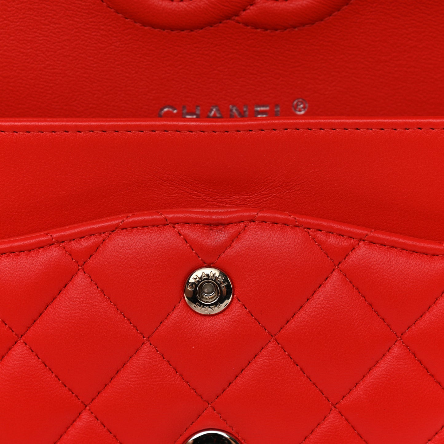 Lambskin Quilted Medium Double Flap Red