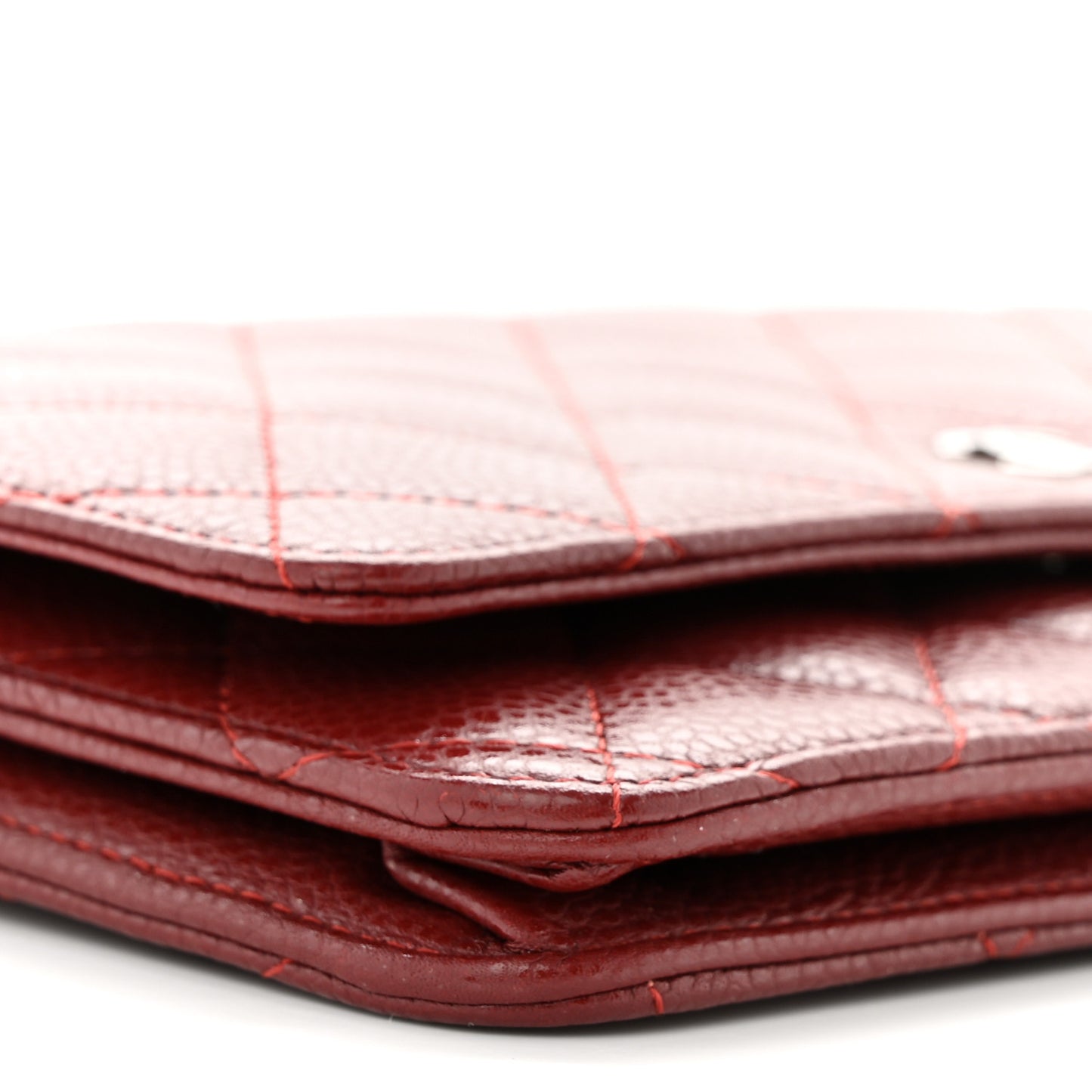 Caviar Quilted Wallet on Chain WOC Dark Red