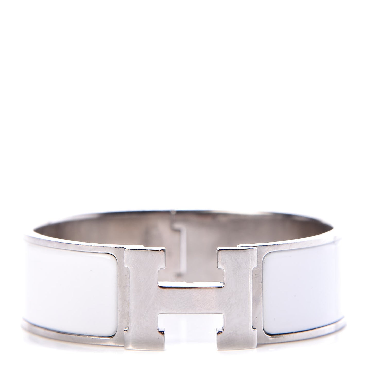Enamel Wide Clic Clac H Bracelet PM White