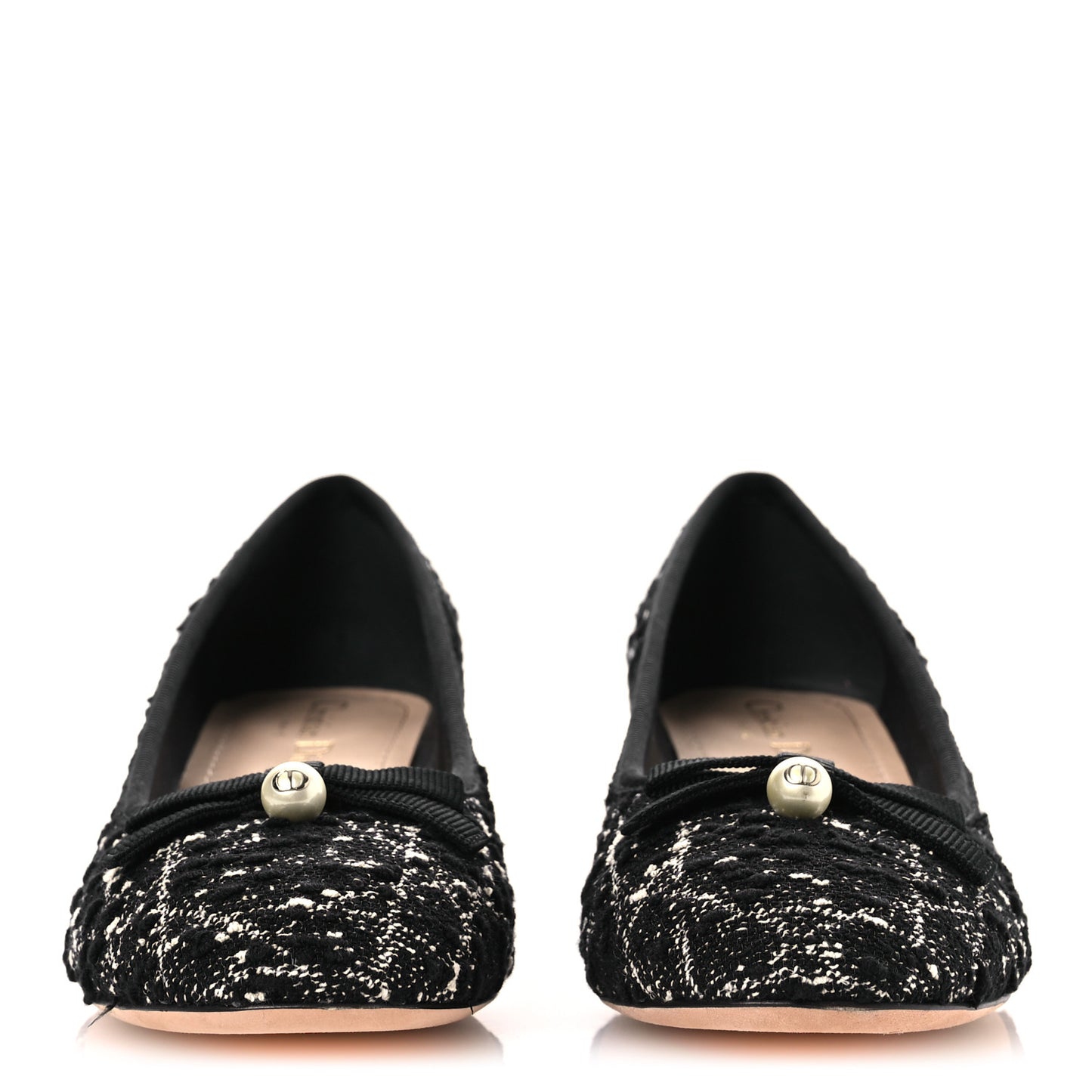 Tweed Ballet Flat 38.5 Black White