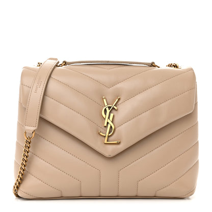 Saint Laurent Calfskin Y Quilted Monogram Small Loulou Chain Satchel Dark Beige 1 of 11
