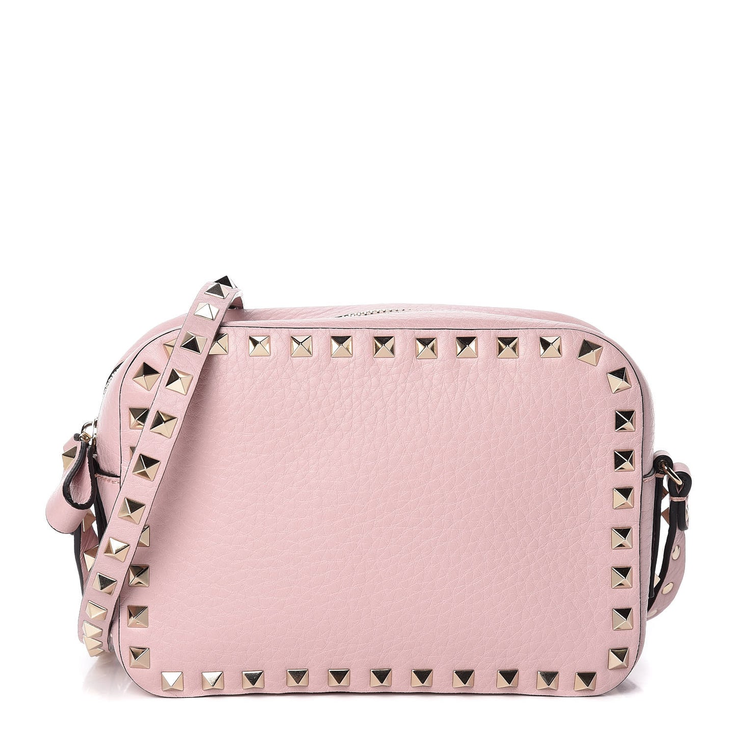 Calfskin Rockstud Camera Crossbody Bag Water Rose