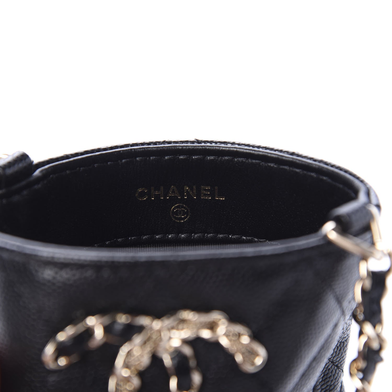 Chanel Caviar Quilted French New Wave Phone Holder With Chain Black 7 of 11