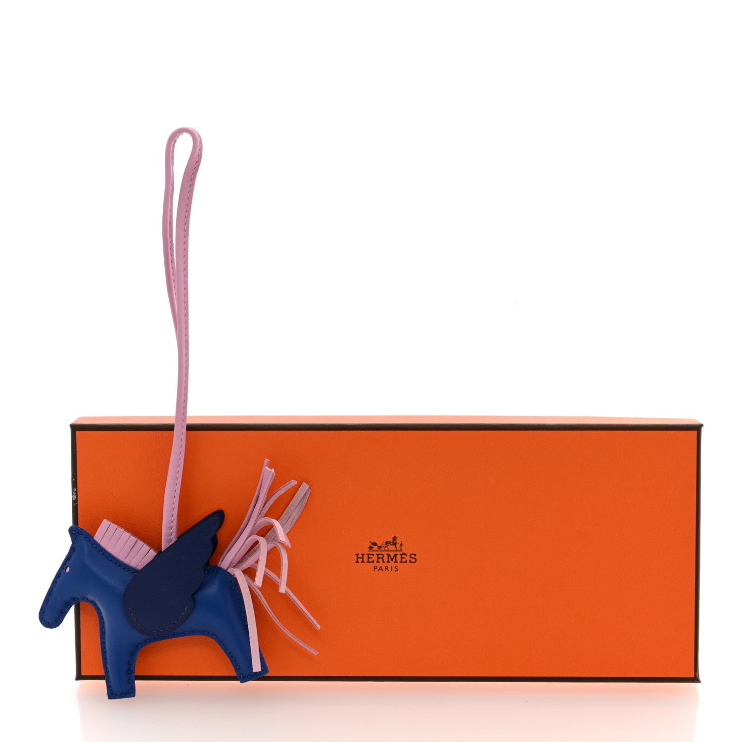 Hermes Milo Lambskin Grigri Rodeo Pegase Horse Bag Charm PM PM Bleu France Mauve Sylvestre Bleu Saphir 5 of 5