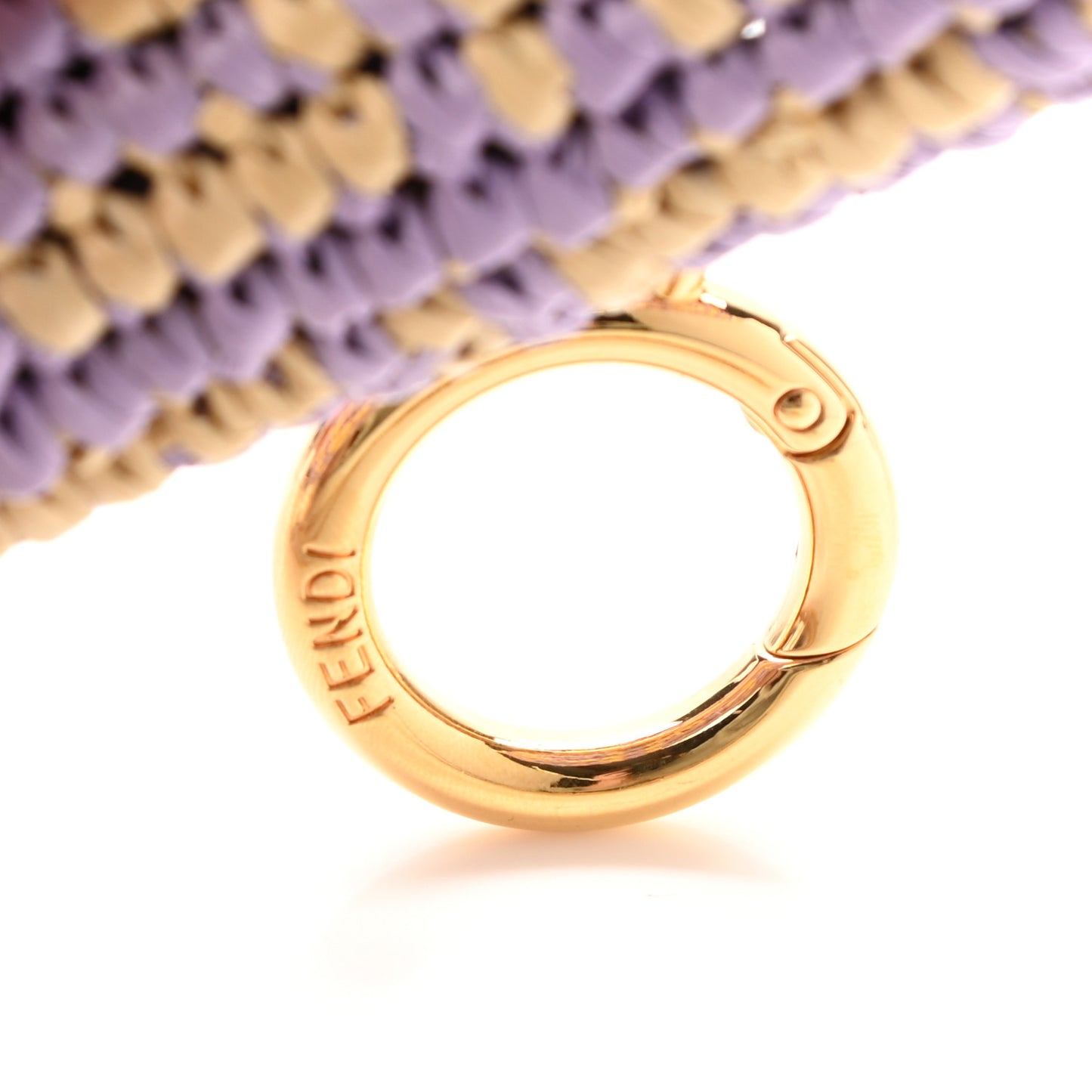 Raffia Vitello Seta FF Woven Nano Baguette Charm Anemone Natural