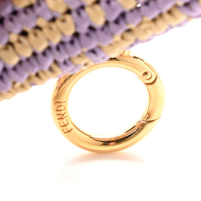 Fendi Raffia Vitello Seta FF Woven Nano Baguette Charm Anemone Natural 9 of 9