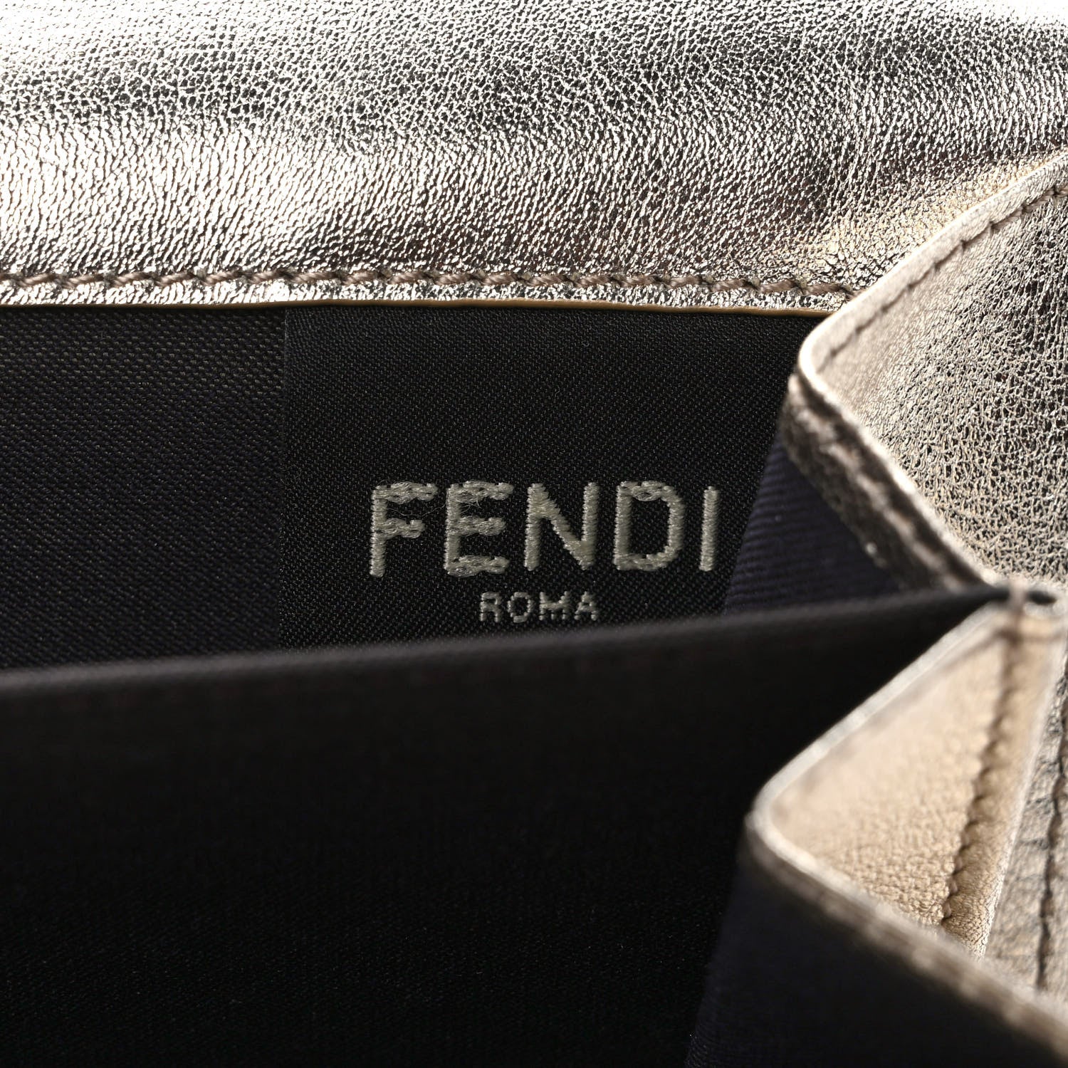 Fendi Vitello Catalan Mirror FF 1974 Embossed Medium Wallet Champagne 6 of 7