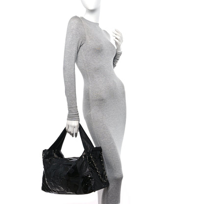 Chanel Lambskin Patent Calfskin Brooklyn Patchwork Hobo Black 2 of 11