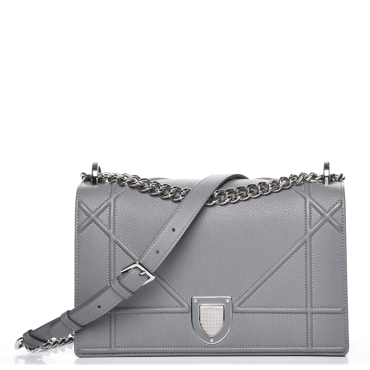 Grained Calfskin Medium Diorama Flap Bag Gris