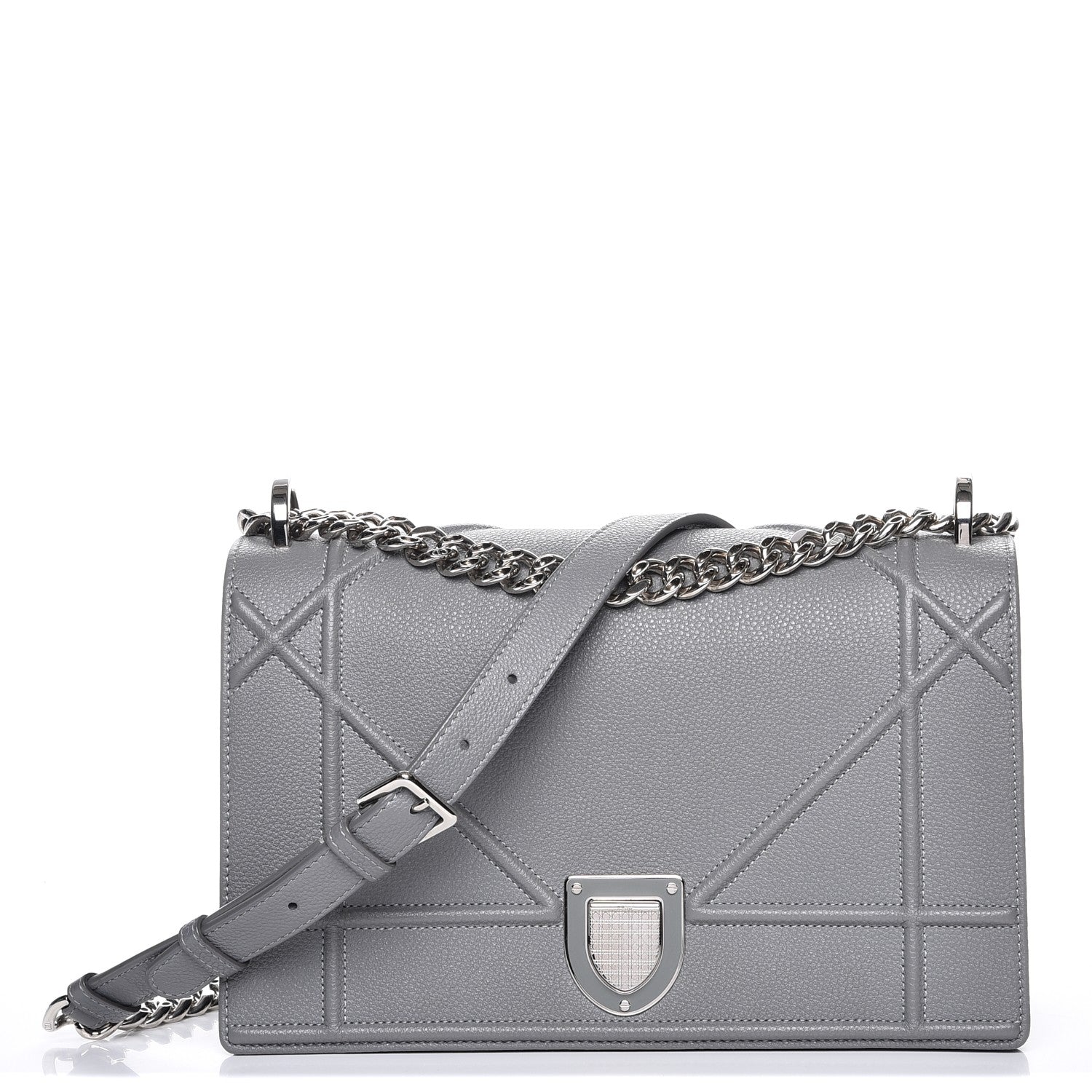 Christian Dior Grained Calfskin Medium Diorama Flap Bag Gris 1 of 8