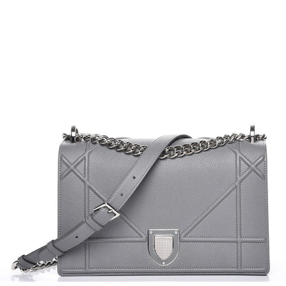 Christian Dior Grained Calfskin Medium Diorama Flap Bag Gris 1 of 8