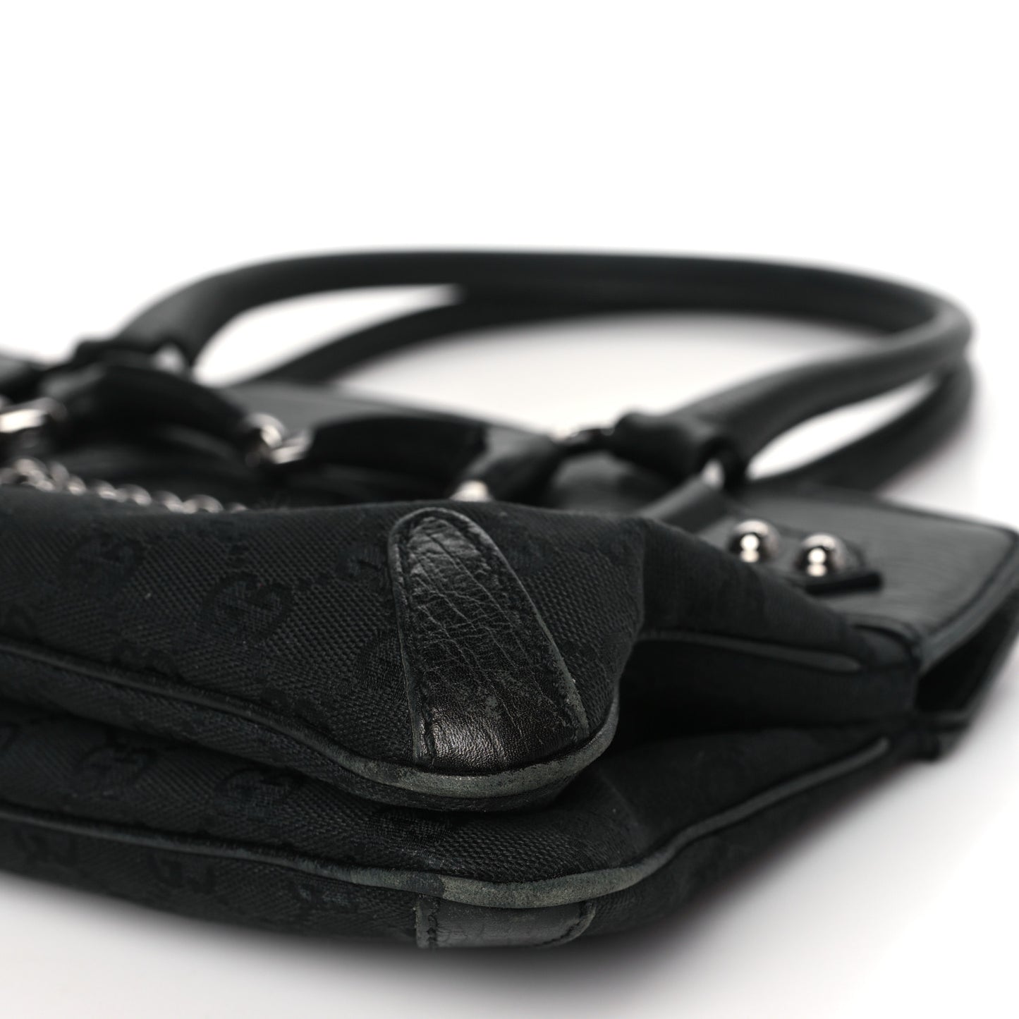 Monogram Horsebit Chain Flap Shoulder Bag Black