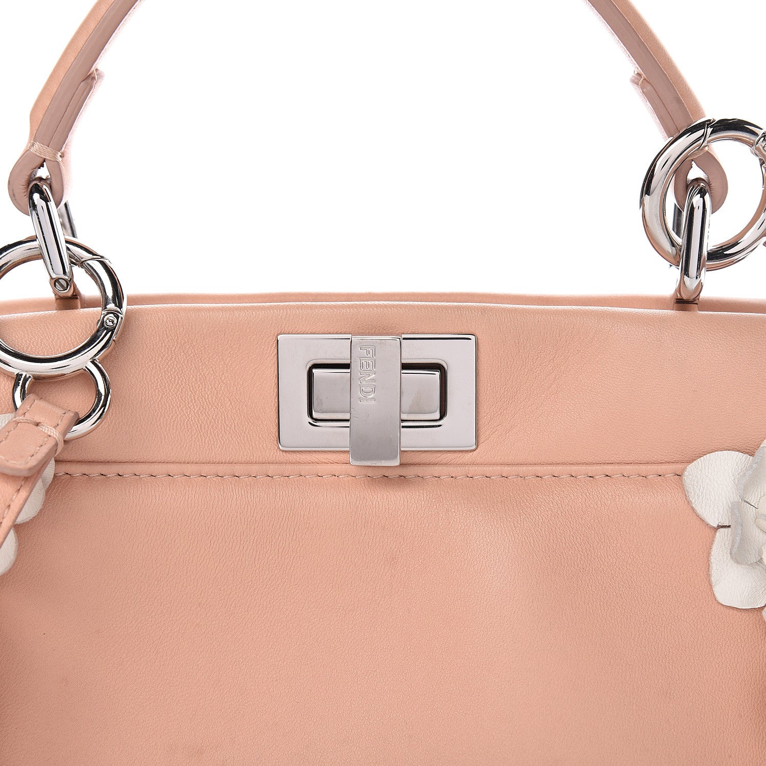 Fendi Nappa Rosebud Mini Peekaboo Iconic Satchel Baby Pink 9 of 20