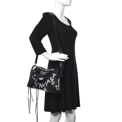Balenciaga Agneau Classic Hardware Graffiti All Over S City Black 2 of 11