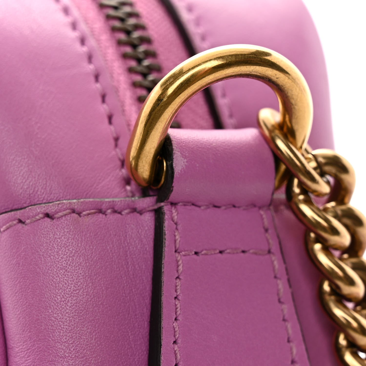 Gucci Calfskin Matelasse Mini GG Marmont Chain Shoulder Bag Candy Mousse 12 of 13
