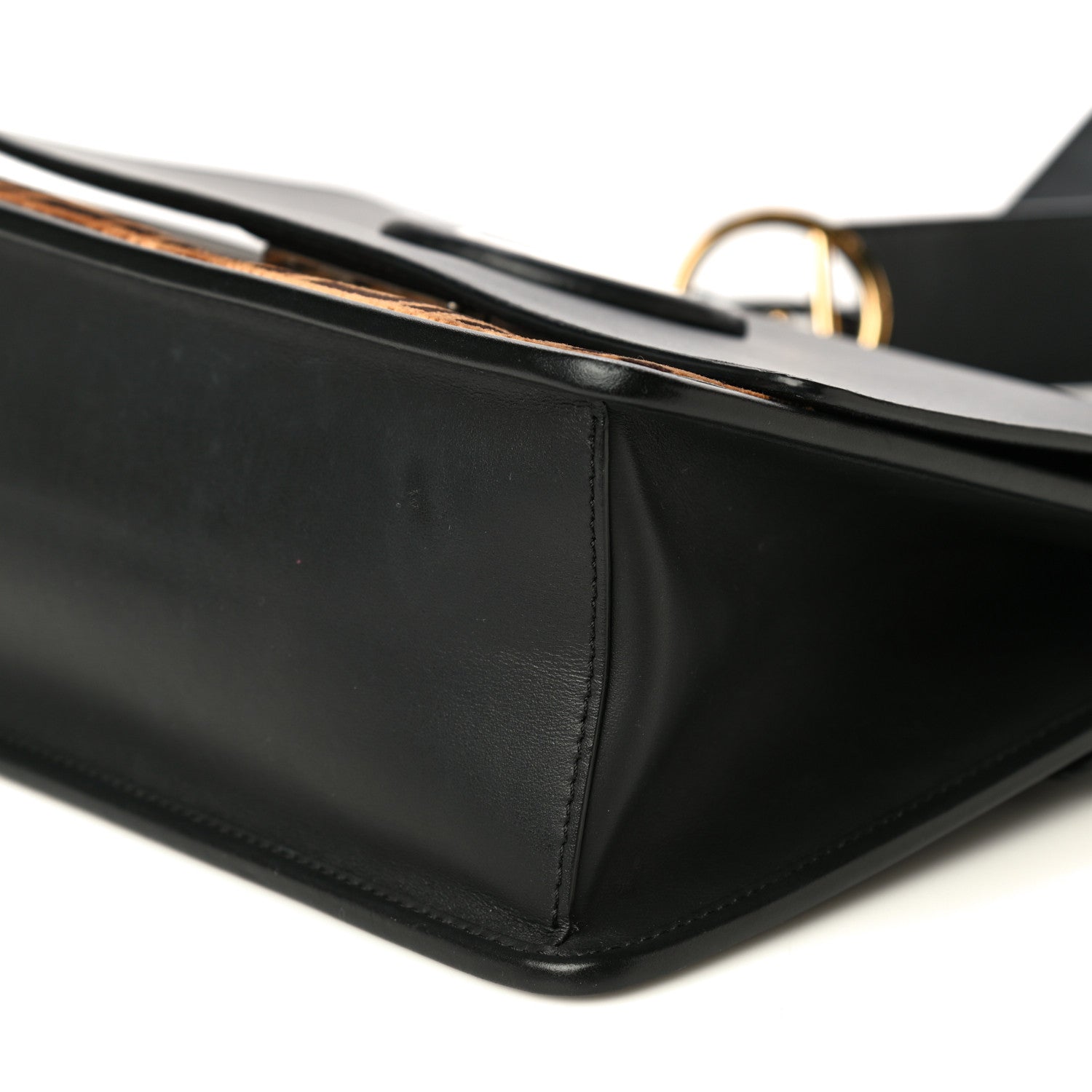 Fendi Vitello Century Velvet F is Fendi FF Kan I Shoulder Bag Black Tobacco 10 of 16