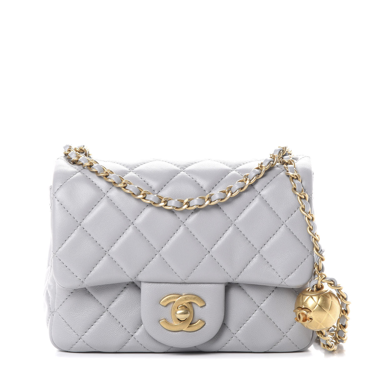 Chanel Lambskin Quilted Mini Pearl Crush Flap Light Grey 1 of 10