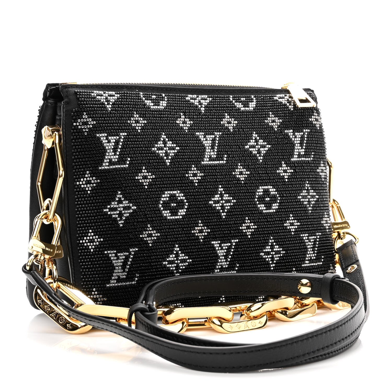 Louis Vuitton Satin Beaded Embroidered Monogram Coussin BB Black 2 of 8