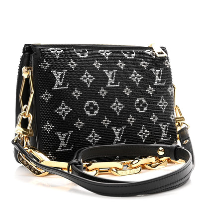 Louis Vuitton Satin Beaded Embroidered Monogram Coussin BB Black 2 of 8