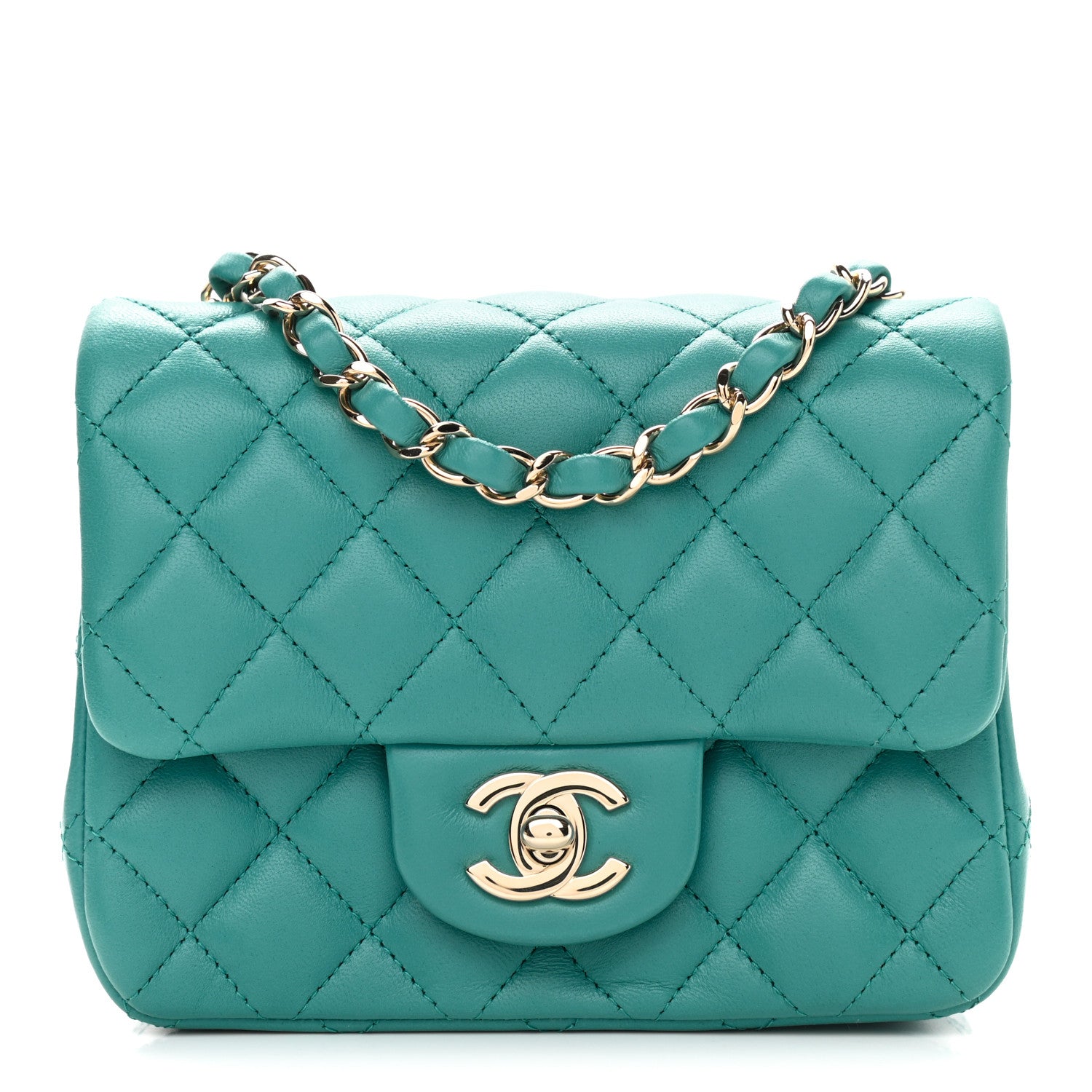 Chanel Lambskin Quilted Mini Square Flap Green 1 of 8