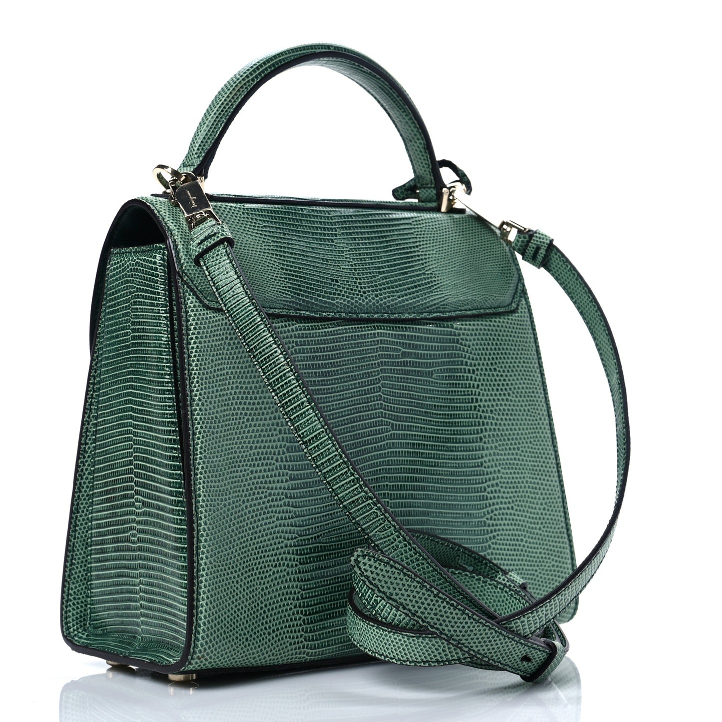 Lizard Medium Top Handle Boxyz Bag