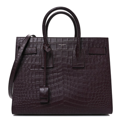 Saint Laurent Calfskin Crocodile Embossed Small Sac de Jour Amaranto 1 of 12