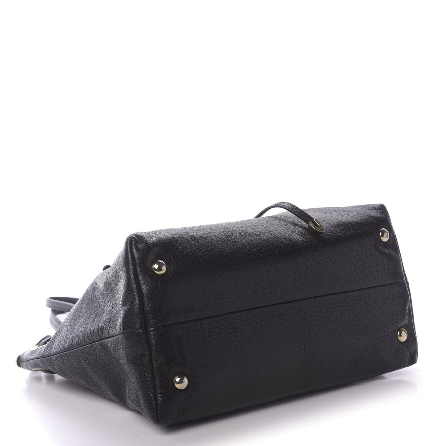 Grainy Calfskin Small Rhea Tote Black