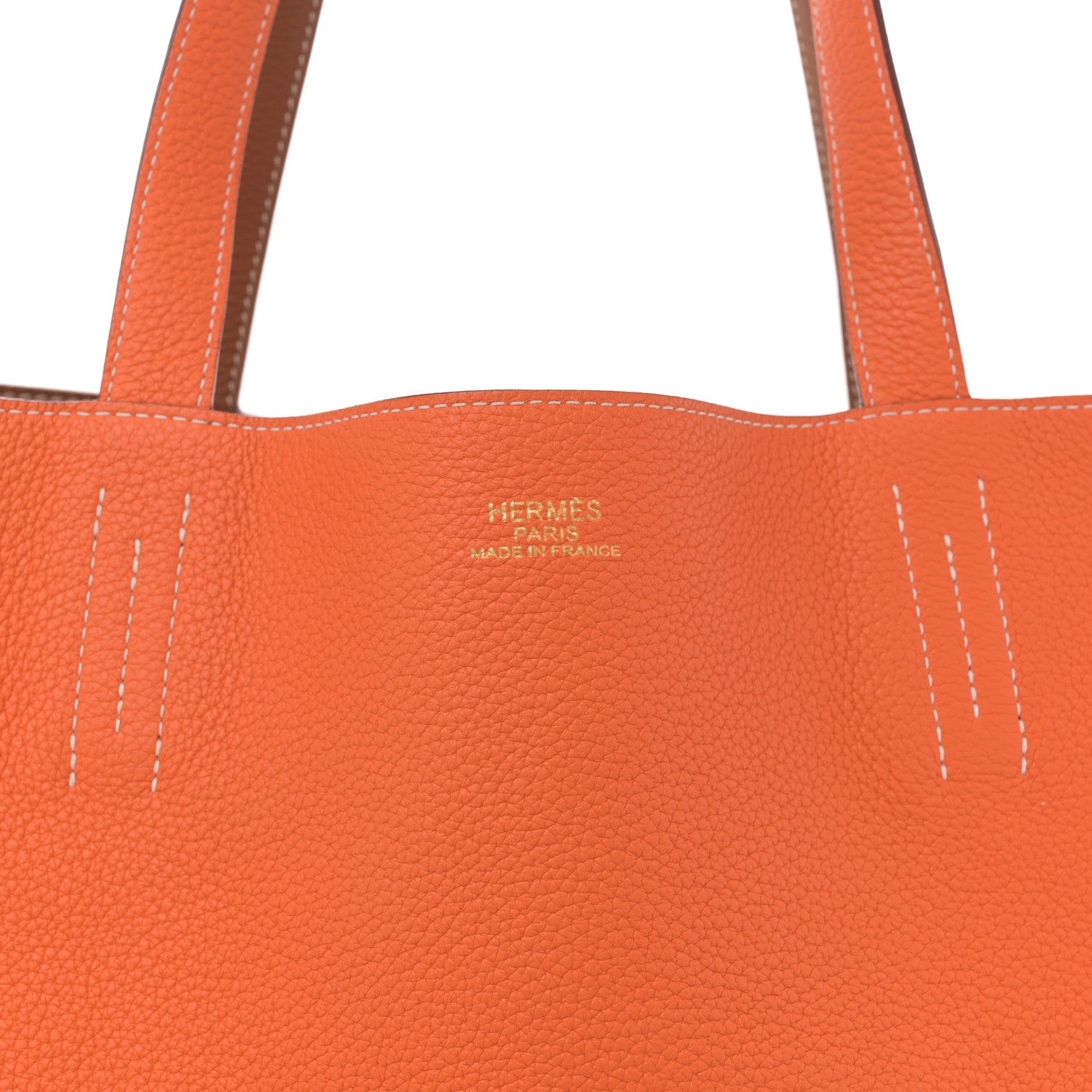 Hermes Taurillon Clemence Double Sens 45 Reversible Tote Orange Gold 11 of 16