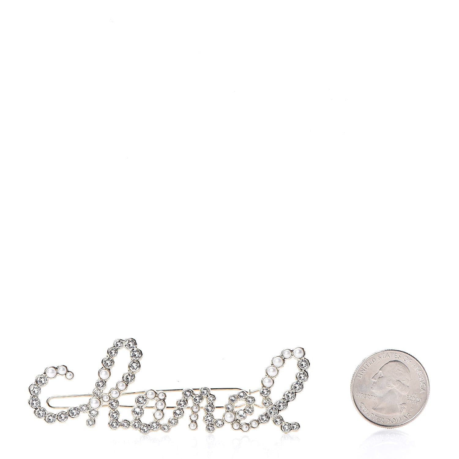 Chanel Metal Glass Swirling Pearls Hair Clip Gold 2 of 5